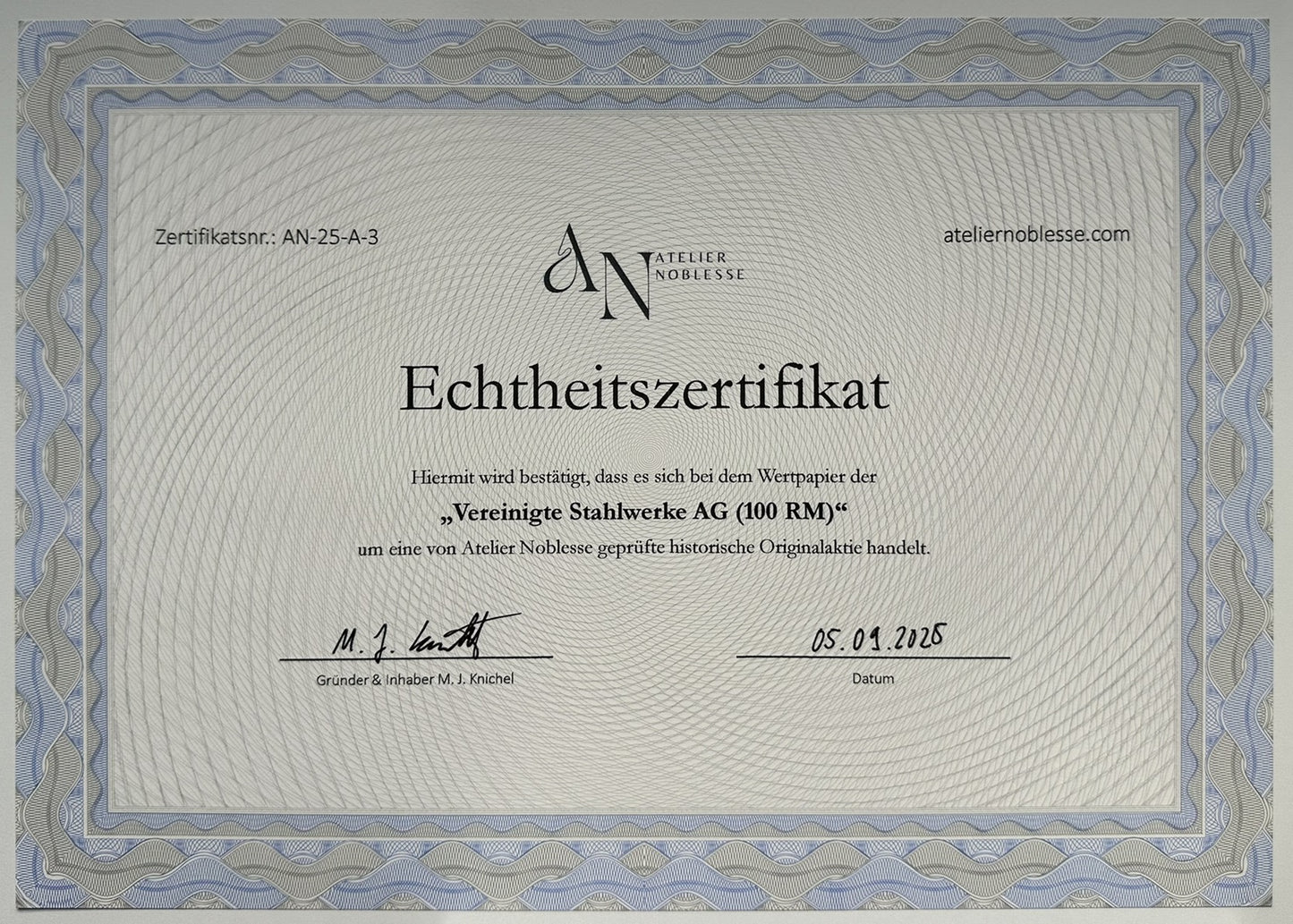Vereinigte Stahlwerke Aktie (100 Reichsmark)